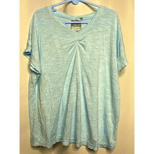 Young Fabulous & Broke  Sz 12 Sky Blue Gathered V-Neck Cap Sleeve Top NEW